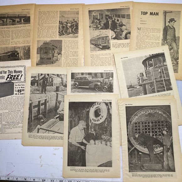 VTG Railroad Ephemera Pages/Pictures of Trains Equipment People My/Jy 1954 5.8oz - Picture 4 of 6